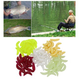 Maxbell 2xFishing Lure Soft Plastic Worm Larva Grub Baits Freshwater Tackle 100PCS