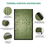 Maxbell 2xOutdoor Camping Thermal Sleeping Bag Emergency Survival Blanket Green + Bag