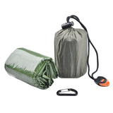 Maxbell 2xOutdoor Camping Thermal Sleeping Bag Emergency Survival Blanket Green + Bag