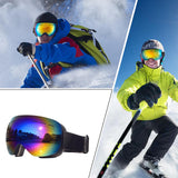 Maxbell Maxbell Magnetic Ski Goggles Windproof Glasses for Adults Black Frame Blue Lenses
