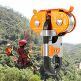 Maxbell 22KN Zip Line Cable Trolley Fast Speed Dual Pulley Rigging System Orange - Aladdin Shoppers