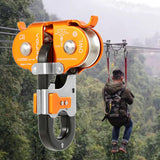 Maxbell 22KN Zip Line Cable Trolley Fast Speed Dual Pulley Rigging System Orange - Aladdin Shoppers