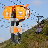 Maxbell 22KN Zip Line Cable Trolley Fast Speed Dual Pulley Rigging System Orange - Aladdin Shoppers