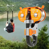 Maxbell 22KN Zip Line Cable Trolley Fast Speed Dual Pulley Rigging System Orange - Aladdin Shoppers