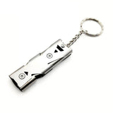 Maxbell 4xDouble Pipe Whistle Lifesaving Emergency SOS Outdoor Survival silver