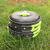 Maxbell Camping Cookware Backpacking BBQ Mess Kit Tableware for 1-2 Person Green - Aladdin Shoppers