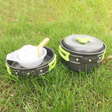Maxbell Camping Cookware Backpacking BBQ Mess Kit Tableware for 1-2 Person Green - Aladdin Shoppers