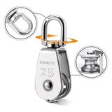 Maxbell Metal M25 Single Pulley Block with Carabiners Rope Wheel for Cable Wire Rope - Aladdin Shoppers