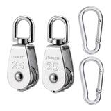 Maxbell Metal M25 Single Pulley Block with Carabiners Rope Wheel for Cable Wire Rope - Aladdin Shoppers