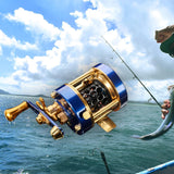 Maxbell High Speed Baitcasting Reels 5.0:1 Ratio Baitcaster Trolling Reel Metal left - Aladdin Shoppers