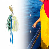 Maxbell Fishing Jig Fishing Baits Lures with Silicone Skirt Flipping Jigs Swim Metal Green White - Aladdin Shoppers