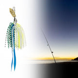Maxbell Fishing Jig Fishing Baits Lures with Silicone Skirt Flipping Jigs Swim Metal Green White - Aladdin Shoppers