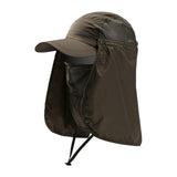 Maxbell 3xOutdoor Hiking Hat with Removable Face Neck Flap Cover Breathable for Garden Green