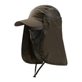 Maxbell 5xOutdoor Hiking Hat with Removable Face Neck Flap Cover Breathable for Garden Green
