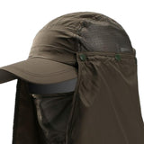 Maxbell 5xOutdoor Hiking Hat with Removable Face Neck Flap Cover Breathable for Garden Green