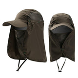 Maxbell 3xOutdoor Hiking Hat with Removable Face Neck Flap Cover Breathable for Garden Green
