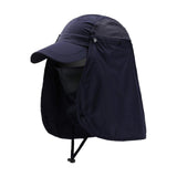 Maxbell 6xOutdoor Hiking Hat with Removable Face Neck Flap Cover Breathable for Garden Dark Blue