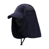 Maxbell 2xOutdoor Hiking Hat with Removable Face Neck Flap Cover Breathable for Garden Dark Blue