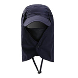 Maxbell 2xOutdoor Hiking Hat with Removable Face Neck Flap Cover Breathable for Garden Dark Blue
