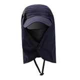 Maxbell 2xOutdoor Hiking Hat with Removable Face Neck Flap Cover Breathable for Garden Dark Blue
