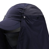 Maxbell 2xOutdoor Hiking Hat with Removable Face Neck Flap Cover Breathable for Garden Dark Blue