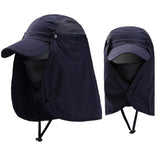 Maxbell 2xOutdoor Hiking Hat with Removable Face Neck Flap Cover Breathable for Garden Dark Blue