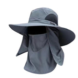 Maxbell Sun Cap with Detachable Neck Flap Cover Beach Backpacking Unisex Fishing Hat Deep Gray