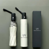 Maxbell 5xAutomatic Folding Umbrella Men Travel Umbrella for Trips Outdoor Beach White