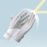 Maxbell 5xWomen Sun Protection Gloves Hiking Golfing Biking Cycling Gloves Full Finger White Gray Fingers