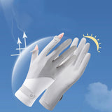 Maxbell 5xWomen Sun Protection Gloves Hiking Golfing Biking Cycling Gloves Full Finger White Gray Fingers
