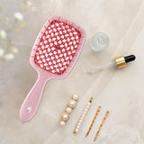 Maxbell 2xDetangling Hair Brush Soft Flexible Accessory Durable Curved Vent Hair Brush Pink