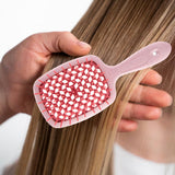 Maxbell 2xDetangling Hair Brush Soft Flexible Accessory Durable Curved Vent Hair Brush Pink