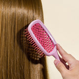 Maxbell 4xDetangling Hair Brush Soft Flexible Accessory Durable Curved Vent Hair Brush Pink