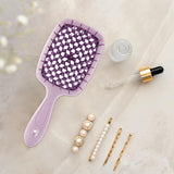 Maxbell 4xDetangling Hair Brush Soft Flexible Accessory Durable Curved Vent Hair Brush Purple