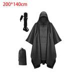 Maxbell 4xHooded Rain Poncho Portable Rain Cape Water Resistant Rainwear for Men Women Black