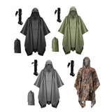 Maxbell 4xHooded Rain Poncho Portable Rain Cape Water Resistant Rainwear for Men Women Black