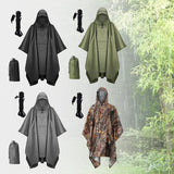 Maxbell 3xHooded Rain Poncho Portable Rain Cape Water Resistant Rainwear for Men Women Black