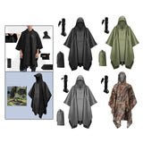 Maxbell 4xHooded Rain Poncho Portable Rain Cape Water Resistant Rainwear for Men Women Black