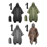 Maxbell 2xHooded Rain Poncho Portable Rain Cape Water Resistant Rainwear for Men Women Black