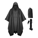 Maxbell 2xHooded Rain Poncho Portable Rain Cape Water Resistant Rainwear for Men Women Black
