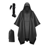 Maxbell 2xHooded Rain Poncho Portable Rain Cape Water Resistant Rainwear for Men Women Black