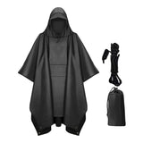 Maxbell 4xHooded Rain Poncho Portable Rain Cape Water Resistant Rainwear for Men Women Black