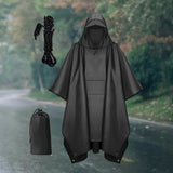 Maxbell 2xHooded Rain Poncho Portable Rain Cape Water Resistant Rainwear for Men Women Black