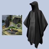 Maxbell 3xHooded Rain Poncho Portable Rain Cape Water Resistant Rainwear for Men Women Black