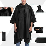 Maxbell 3xHooded Rain Poncho Portable Rain Cape Water Resistant Rainwear for Men Women Black