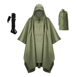 Maxbell 3xHooded Rain Poncho Portable Rain Cape Water Resistant Rainwear for Men Women Green