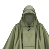 Maxbell 4xHooded Rain Poncho Portable Rain Cape Water Resistant Rainwear for Men Women Green