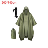 Maxbell 2xHooded Rain Poncho Portable Rain Cape Water Resistant Rainwear for Men Women Green