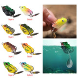 Maxbell 2xFrog Lure Bass Bait Metal Sequin Swimbait Float on Water Lure for Freshwater Style A