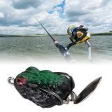 Maxbell 2xFrog Lure Bass Bait Metal Sequin Swimbait Float on Water Lure for Freshwater Style A